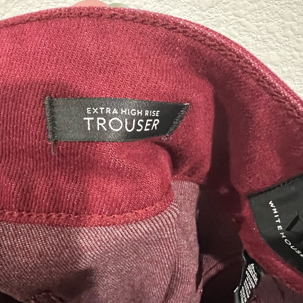 WHBM Extra High Rise Trouser Pants Burgundy Wine Size 4 - Picture 3 of 8